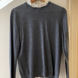 Sezane grey sweater with collared detail